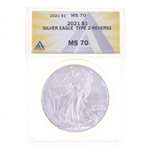 2021 US .999 SILVER EAGLE TYPE 2 $1 COIN ANACS MS 70
