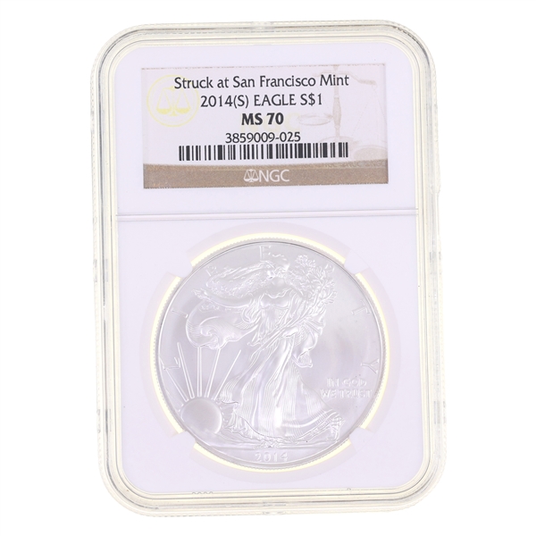 2014-S US .999 SILVER EAGLE $1 COIN NGC MS 70
