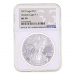 2021 US .999 SILVER HERALDIC EAGLE T-1 $1 COIN NGC MS70
