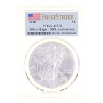 2016 US .999 SILVER EAGLE $1 COIN PCGS MS 70