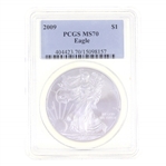 2009 US .999 SILVER EAGLE $1 COIN PCGS MS 70