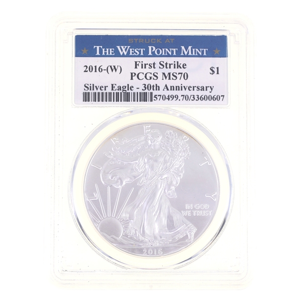 2016-W US .999 SILVER EAGLE $1 COIN PCGS MS 70
