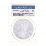 2016-W US .999 SILVER EAGLE $1 COIN PCGS MS 70