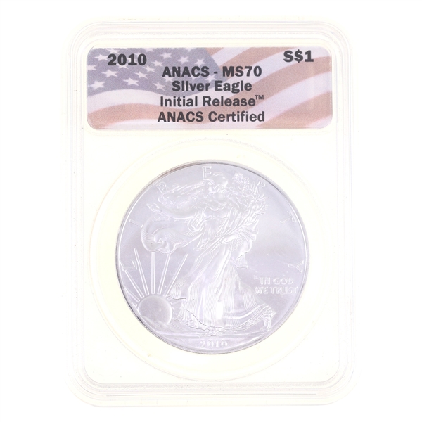2010 US .999 SILVER EAGLE $1 COIN ANACS MS 70