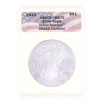 2010 US .999 SILVER EAGLE $1 COIN ANACS MS 70