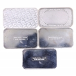.999 SILVER 1 OZ BULLION BARS - LOT OF 5