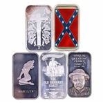 .999 SILVER 1 OZ BULLION BARS - LOT OF 5