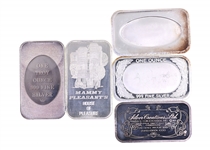 .999 SILVER 1 OZ BULLION BARS - LOT OF 5