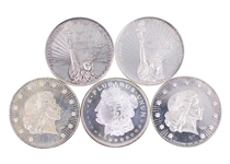 .999 SILVER 1 OZ BULLION ROUNDS - LOT OF 5