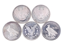 .999 SILVER 1 OZ BULLION ROUNDS - LOT OF 5