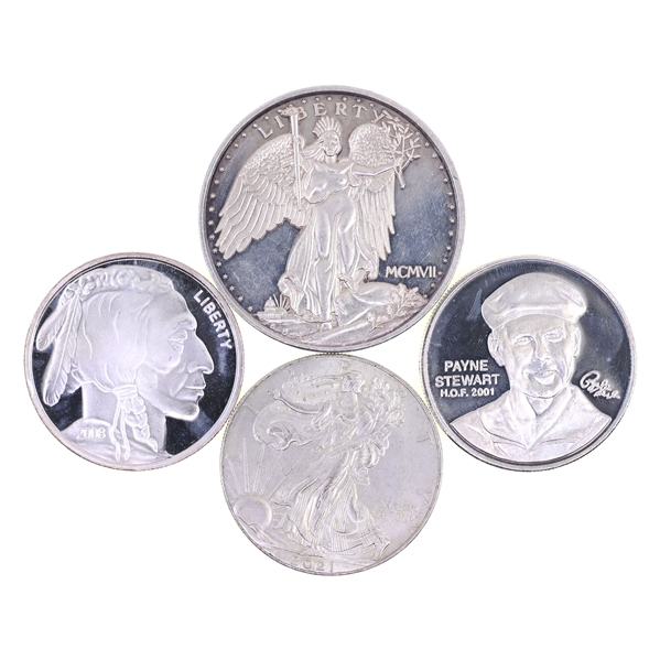 .999 SILVER BULLION 2 OZ & 1 OZ ROUNDS - LOT OF 4