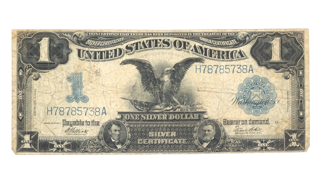 1899 US $1 BLACK EAGLE BLUE SEAL SILVER CERTIFICATE