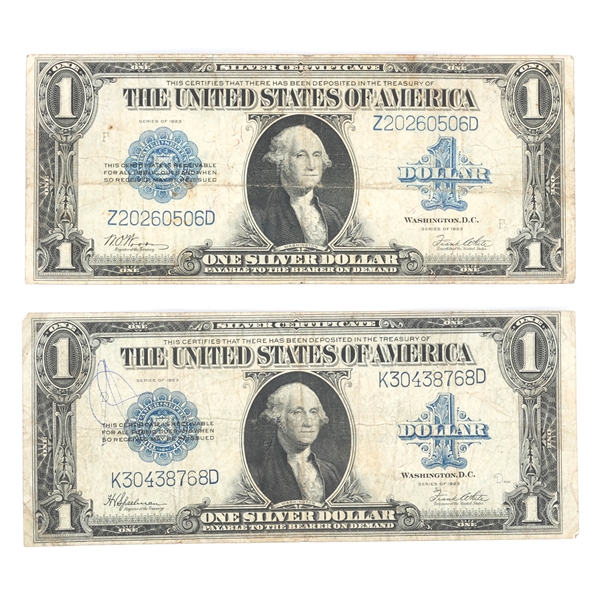 1923 US $1 LARGE BLUE SEAL SILVER CERTIFICATE NOTES