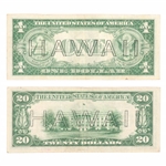 1934 & 1935 US $1 & $20 HAWAII BROWN SEAL BANK NOTES