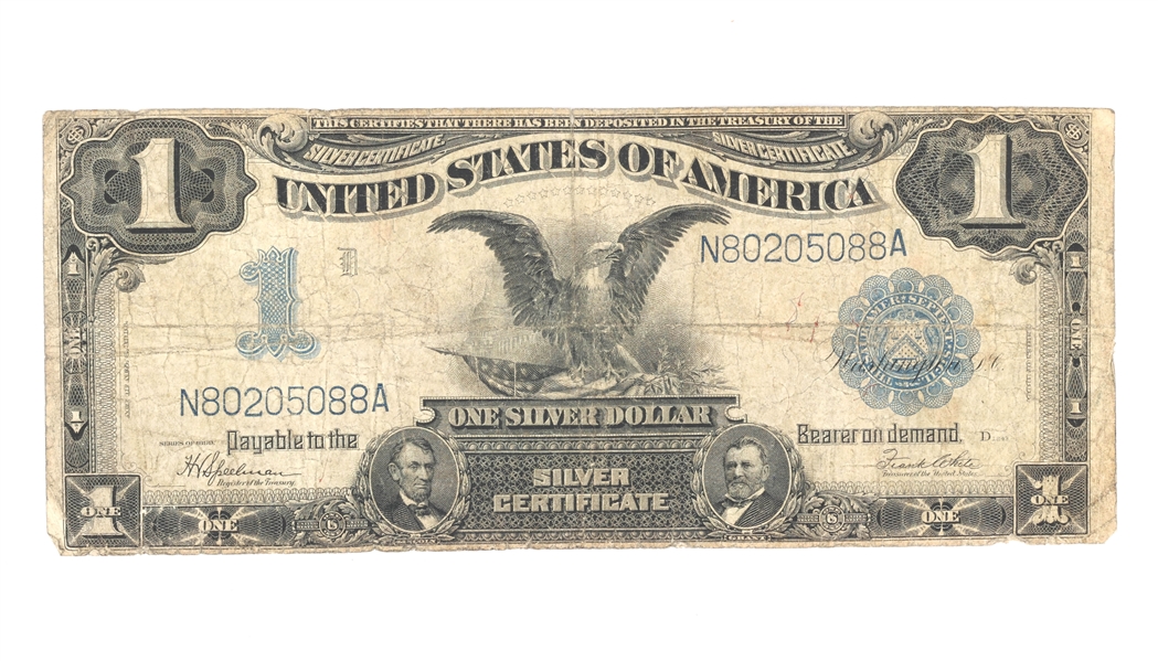 1899 US $1 BLACK EAGLE BLUE SEAL SILVER CERTIFICATE