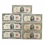 20TH C. US $2 & $5 RED SEAL BANK NOTES 