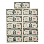 1953 US $2 RED SEAL BANK NOTES - PARTIALLY SEQUENTIAL
