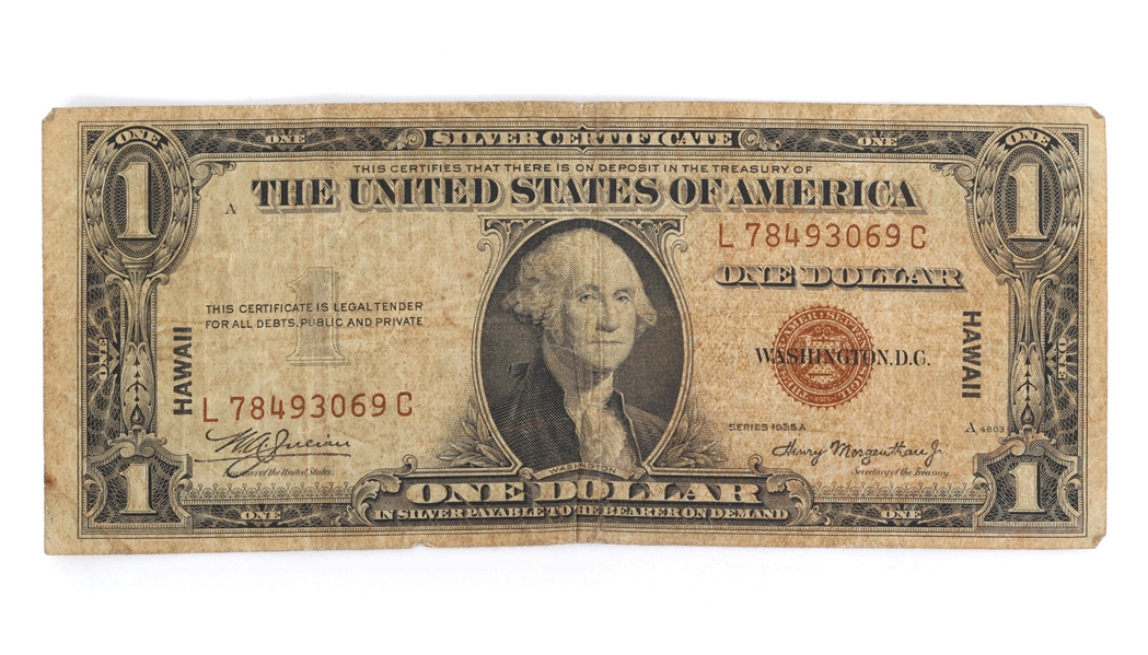 1935A US $1 SILVER CERTIFCATE BROWN SEAL HAWAII NOTE