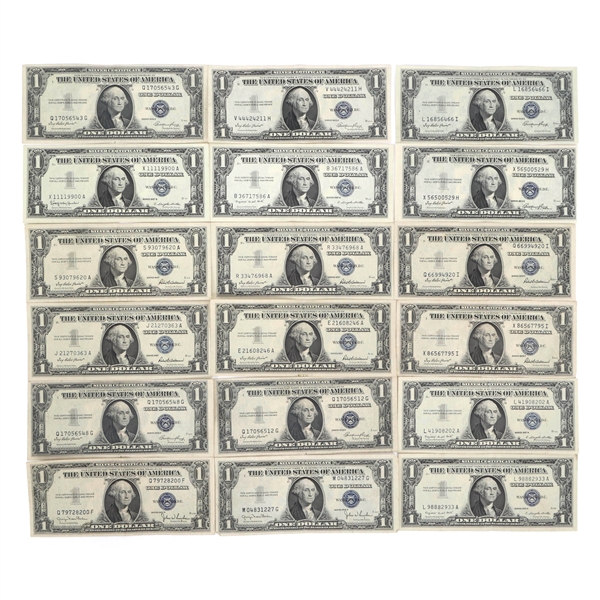 20TH C. US $1 BLUE SEAL SILVER CERTIFICATE NOTES