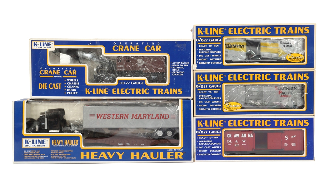 K-LINE O GAUGE TRAIN CARS - LOT OF 5