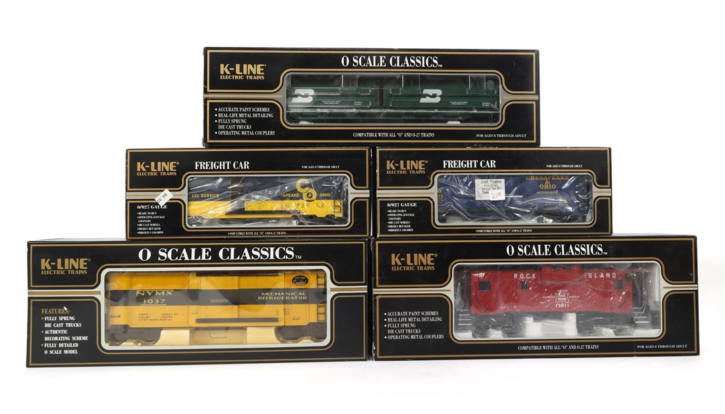 K-LINE O GAUGE TRAIN CARS - LOT OF 5