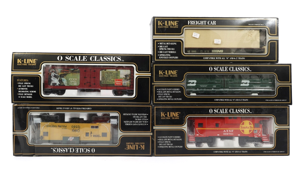 K-LINE O GAUGE TRAIN CARS - LOT OF 5