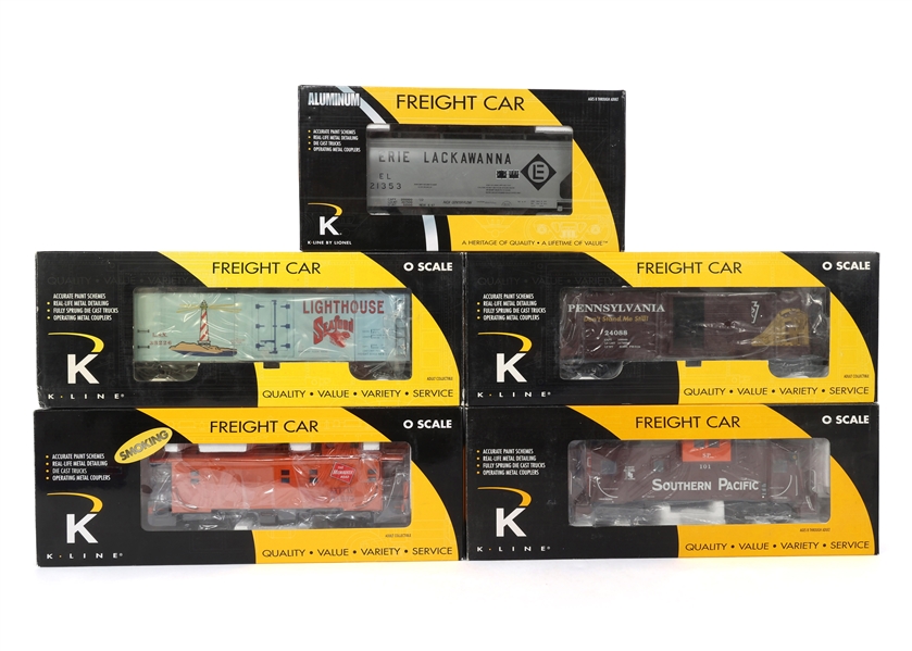 K-LINE O GAUGE TRAIN CARS - LOT OF 5