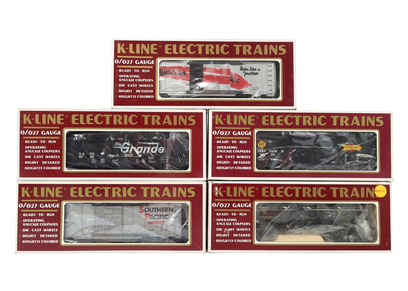 K-LINE O GAUGE TRAIN CARS - LOT OF 5