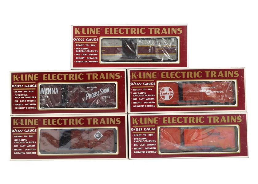 K-LINE O GAUGE TRAIN CARS - LOT OF 5