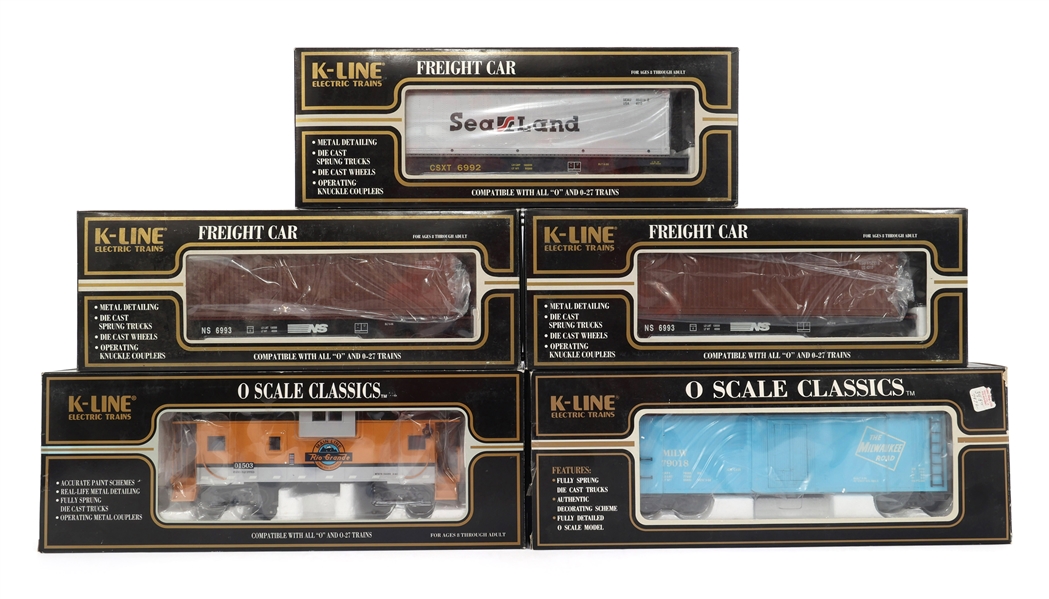 K-LINE O GAUGE TRAIN CARS - LOT OF 5