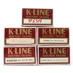 K-LINE O GAUGE TRAIN CARS - LOT OF 5