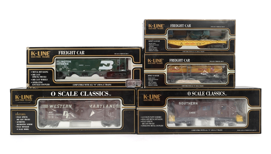 K-LINE O GAUGE TRAIN CARS - LOT OF 5