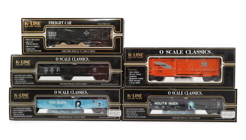 K-LINE O GAUGE TRAIN CARS - LOT OF 5