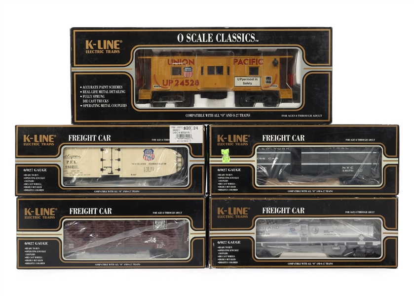 K-LINE O GAUGE TRAIN CARS - LOT OF 5