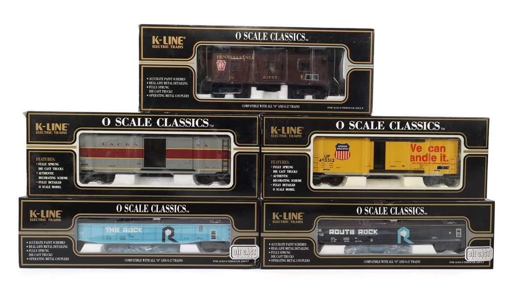 K-LINE O GAUGE TRAIN CARS - LOT OF 5