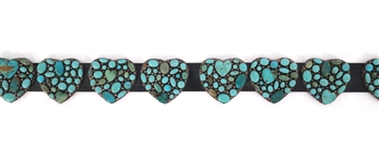 .925 SILVER TURQUOISE & LEATHER CONCHO BELT BY KEE COOK