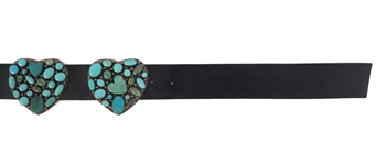 .925 SILVER TURQUOISE & LEATHER CONCHO BELT BY KEE COOK