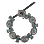 .925 SILVER ANDY CADMAN TURQUOISE & LEATHER CONCHO BELT