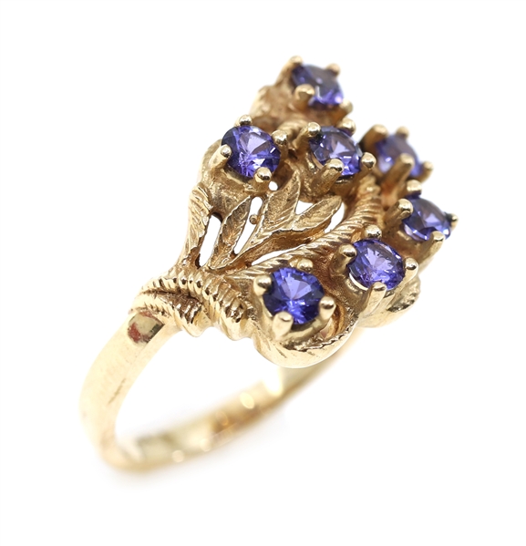 10K YELLOW GOLD PURPLE SPINEL FASHION RING