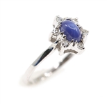 10K WHITE GOLD LINDE BLUE STAR SAPPHIRE FASHION RINGS