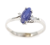 10K WHITE GOLD LINDE BLUE STAR SAPPHIRE FASHION RINGS