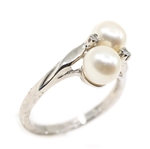 10K WHITE GOLD WHITE PEARL & DIAMOND FASHION RINGS