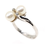 10K WHITE GOLD WHITE PEARL & DIAMOND FASHION RINGS