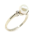 10K WHITE GOLD WHITE PEARL & DIAMOND FASHION RINGS