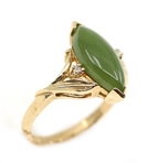 10K YELLOW GOLD JADE & DIAMOND FASHION RINGS