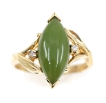 10K YELLOW GOLD JADE & DIAMOND FASHION RINGS
