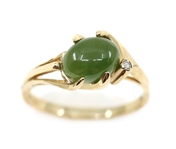10K YELLOW GOLD JADE & DIAMOND FASHION RINGS