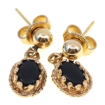 14K WHITE & YELLOW GOLD ONYX & SAPPHIRE EARRINGS