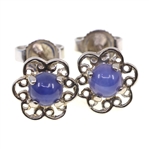 14K WHITE & YELLOW GOLD ONYX & SAPPHIRE EARRINGS