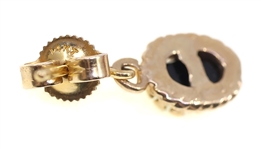 14K WHITE & YELLOW GOLD ONYX & SAPPHIRE EARRINGS
